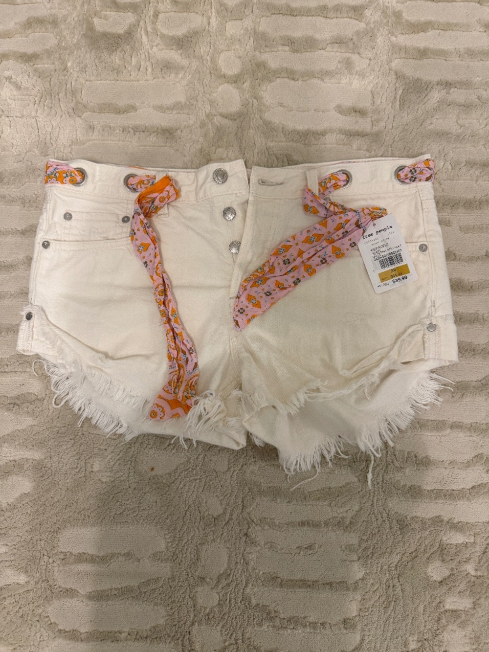 Free People White Jean Shorts